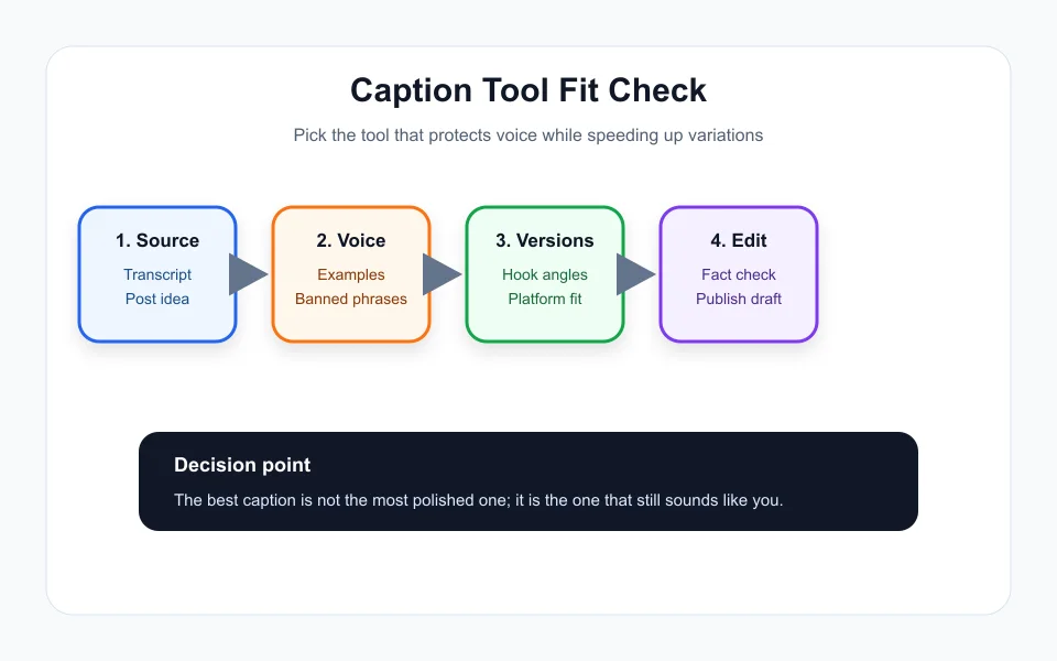 AI social media caption tools selection flow for creators